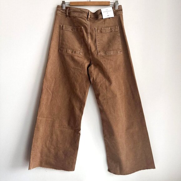 Zara Marine Straight Brown Wash Wide Leg High Waist Jeans 46 - Picture 3 of 4